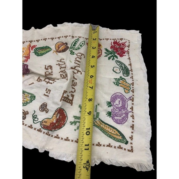VTG Cross Stitch Sampler Motto Completed Fruits & Vegetables Yours is the Earth - Picture 5 of 8